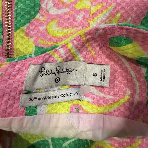 Lilly Pulitzer for Target Pink Flamingo Fan Dance Shift Dress Size 6 Sleeveless - Picture 10 of 13